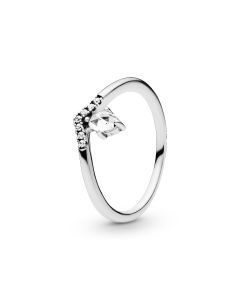 Pandora Wishbone silver ring with clear cubic zirconia 197790CZ